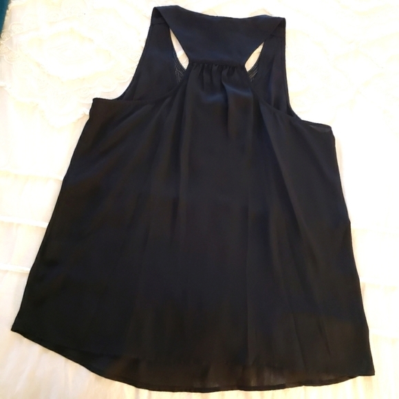 19 Cooper ladies L black silver embroidered bib dressy tank top blouse - Picture 4 of 6